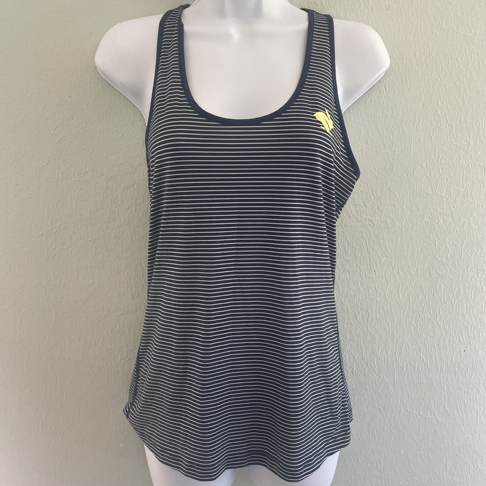 Rabbit Womens EZ Tank Top Striped Blue Racerback Running Hiking Lightweight Sm